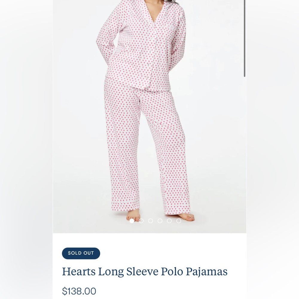 Roller Rabbit Hearts Long Sleeve Polo Pajamas - LARGE
